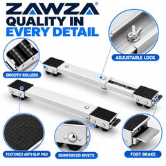 Washing Machine Refrigerator Movable Base Stand, Adjustable Appliance Roller Pairs with Telescopic Rails and Wheels for Dryer, Fridge and Heavy Household Appliances