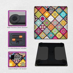 ANT Flora Mandala Digital Personal Weighing Scale for Body Weight | 180kg Capacity | 50g Accuracy | High Precision Strain Sensor | 4mm Tempered Glass | LCD Display | Auto On/Off | 40 Months Warranty