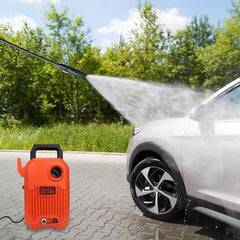 BLACK+DECKER BEPW1600 1300W 1600 PSI 110 Bar Pressure Washer for Car, Bike, Home & Garden Cleaning Use with Multiple Accessories Included, 1 Year Warranty, Orange & Black
