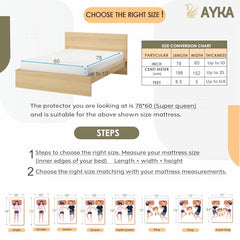 Ayka 100% Waterproof King Size 78x72 inch Cotton Quilted Mattress Protector Breathable Hypoallergenic Noiseless Ultra Soft Elastic Fitted Bed Protector Mattress/Bed Cover (Grey, King (78 * 72”))