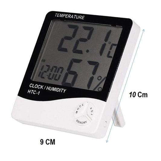 SYGA Digital Thermometer Hygrometer Temperature Humidity Meter Clock HTC-1 for Home