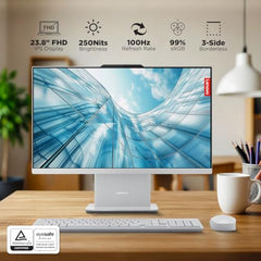 Lenovo Ideacentre AIO AMD Ryzen 5 7535HS 23.8" FHD IPS All-in-One Desktop(8GB RAM/512GB SSD/Win11/Microsoft 365 Basic + Office Home 2024/3Wx2 Speakers/5MP Camera/Wireless Keyboard & Mouse),F0HR009BIN
