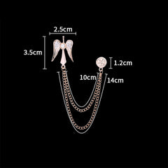 SYGA Men's & Women Suit Shirt Stud Lapel Pin Chain Tassel Brooch Pin with Angel design,Crystal Chain(Gold)