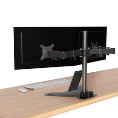 Rife Free Standing Height Adjustable Monitor Mounts for 2, 13 to 27 Inch LCD Screens with Swivel and Tilt (Black) (Dual Monitor Freestanding)