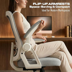 DROGO Comfortwing Premium Ergonomic Office Chair for Work from Home, High Back Computer Chair with Breathable Mesh, Armrest, Adjustable Seat, Rocking & Winged Back | Mesh Chair for Office (White/Blue)