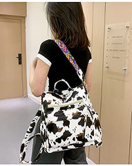 MOMISY Backpack Women handbag and Shoulder Bag PU Leather Travel Waterproof Ladies Girls College- Beige Cow