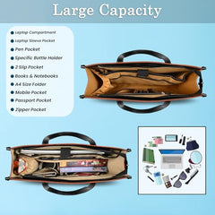 Womanix Laptop Tote Bag,14 inch Laptop Bag, Shoulder Bags With Back Trolley Strap, Casual Briefcase, Handbag for Travel, Office, College,Work