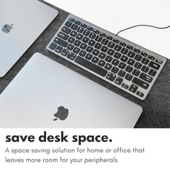 Macally Slim USB Wired Small Compact Mini Computer Keyboard for Apple Mac, iMac, MacBook Pro/Air, Mac Mini, Windows PC Desktops, Laptop (Space Gray)