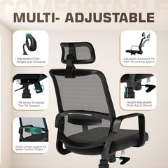 Da URBAN® Dysen Office Chair, High Back Mesh Ergonomic Home Office Desk Chair with 1 Year Warranty,Tilt Lock Mechanism (Grey)