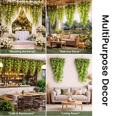 Go Hooked Artificial Hanging Creeper for Home Décor (Pack of 8, 6 Ft) | Money Plant Leaf Garland with 30 Leaves Each | Plastic Decorative Creeper for Balcony, Walls, Garden Decoration
