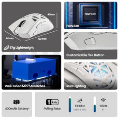 AULA SC620 Gaming Mouse, PAW3311 Sensor, 12000DPI, 1000Hz, Wired & Wireless