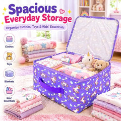 Storite 2 Pack Nylon Wardrobe Bag Underbed Cloth Storage Organizer | Moisture Proof Storage Bag, Storage box for Clothes Saree Bags, Zippered Closure & Handle - Magenta,37x34x23 cm