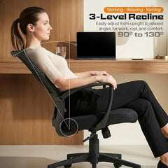 DROGO Comfortwing Premium Ergonomic Office Chair for Work from Home, High Back Computer Chair with Breathable Mesh, Armrest, Adjustable Seat, Rocking & Winged Back | Mesh Chair for Office (White/Blue)