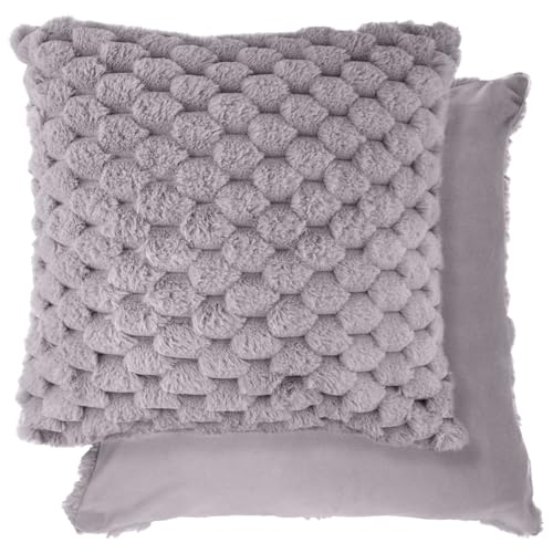 MOMISY Corduroy Cushion Throw Pillow Covers, Honeycomb Pattern, 45 x 45 cm, Pack of 2 (Grey)