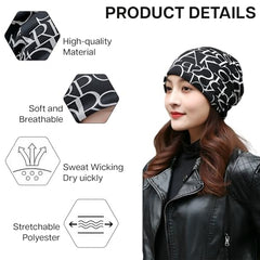 MOMISY Women Unisex Winter Beanie Hat & Neck Warmer | Knitted Multifunctional Scarf Cap with Letter Print | Warm Pullover Hat (in, Alpha, Free Size, AlphabetBlack)