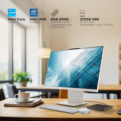 Lenovo IdeaCentre AIO 13th Gen Core™ i3-1315U 27" FHD IPS (8GB RAM/512GB SSD/Windows11/Office 24/3Wx2 Harman Speakers/Wireless EOS Keyboard & Mouse, Cloud Grey), F0HM00PKIN All-in-One Desktop