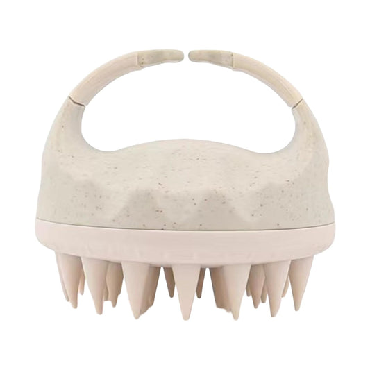 MOMISY Scalp Massager Shampoo Brush, Eco-Friendly Wheat Straw Body With Soft Silicon Bristles, Hair Scalp Scrubber, Scalp Exfoliator | Dandruff Removal (Beige)
