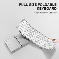 ProtoArc Foldable Bluetooth Keyboard, XK01 Full Size Folding Wireless Keyboard with Number Pad, Portable Travel Keyboard for Windows iOS Android Tablets, Laptops, iPad