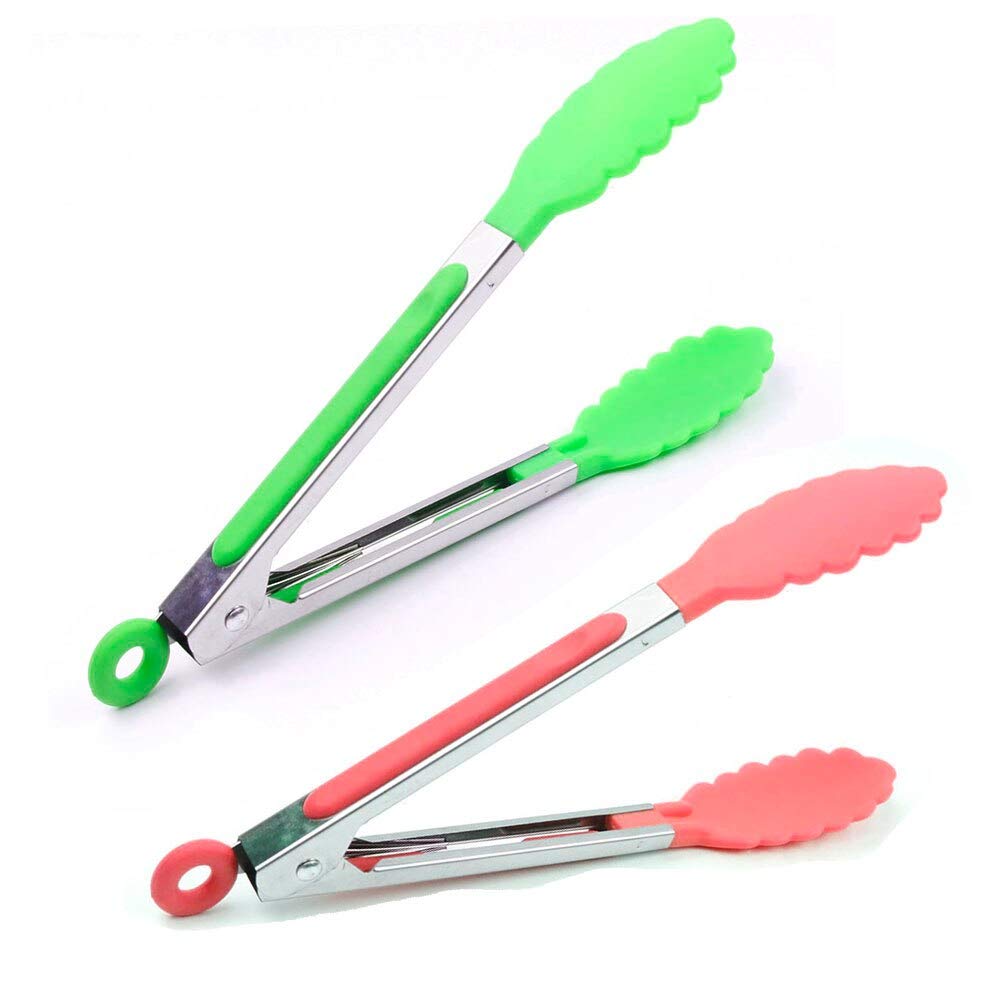 SYGA 1 Piece Silicone Cooking Tong Small,Stainless Steel Material with Heat Resistant Premium Silicone Grip (Random Colour)