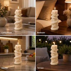 Decorative Fragrance Candle with Raised 3D Ivory Swirl Pillar Artwork | Long Burning Scented Candle for Home Décor, Living Room, Bedroom, Meditation Space, Table Decoration & Gift