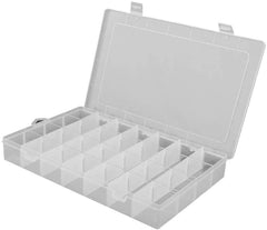 SYGA 28 Grid Cells Multipurpose Plastic Rectangular Storage Box with Removable Dividers, (White, Small)