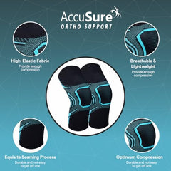 AccuSure Premium Knee Support for Men & Women –Compression Brace with 1-Year Warranty for Pain Relief, Arthritis, Injury Recovery, Sports, Running & Joint Stability -Small