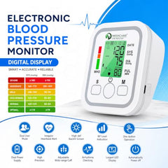 D MEDICARE Fully Automatic Digital Blood Pressure Monitor for Home Use | One Touch Operation, Smart Voice Function, Dual Power Option, Dual User Memory Storage
