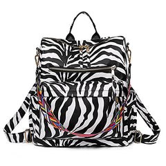 MOMISY Backpack Purse Women Vintage Multipurpose Rucksack Design handbag and Shoulder Bag PU Leather Travel Daypack Waterproof Ladies Girls College School- White Zebra