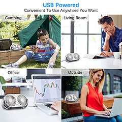 Hoteon Table Fan, USB High Speed Desk Fan with Dual Modes, 3 Speeds, Gray
