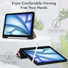 Robustrion Case Cover for iPad Air 11 inch Cover M4 / M3 / M2 / iPad Air 5th Generation Cover/iPad Air 4th Generation with [Pencil Holder] for iPad Air 11 inch M4 M3 M2 /Air 4 5 10.9" - Black