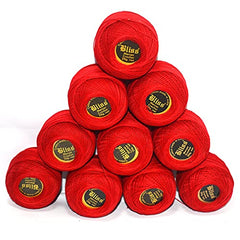 Dhruv Crafts Crochet Cotton Thread Yarn for Cross Stitch, Knitting, Embroidery & Craft Projects, Mercer Crochet Thread Ball, Shade B25 Red, 20 Gram, 0.5 MM Thickness, Sewing & DIY Supplies