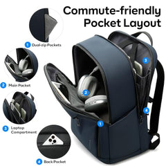BANGE Durable Business Smart Backpack for Men and Women，can holds 15.6 Inches Laptop Backpack, Waterproof Commute Work Travel Backpack, Flight Carry-On (blue)