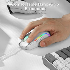 Redragon M612AK PRO RGB Gaming Mouse, 8000 DPI Wired/Wireless Optical Mouse with 9 Programmable Buttons & 7 Backlit Modes, BT & 2.4G Wireless, Software Supports DIY Keybinds Rapid Fire Button