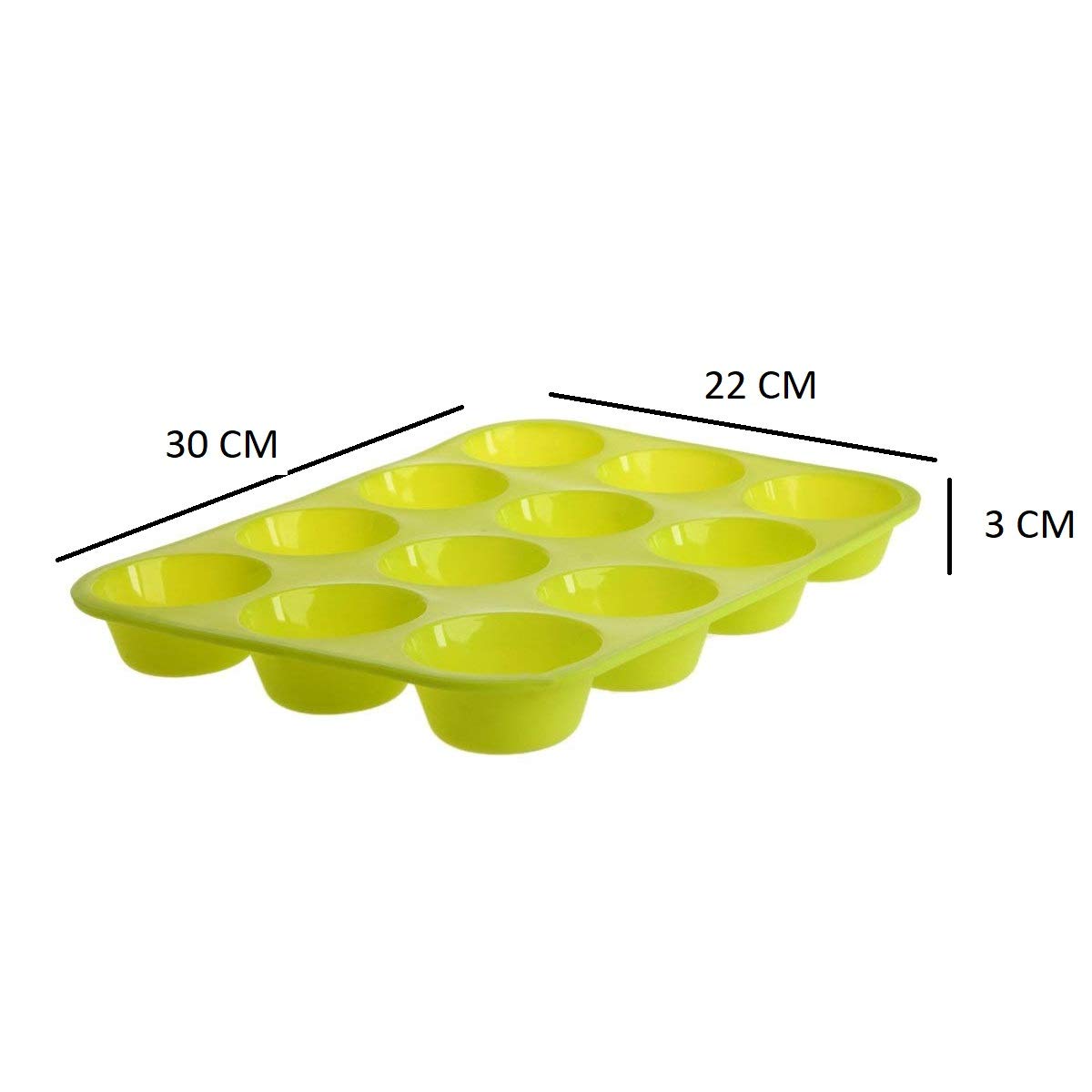 Syga 12 Round Cup Silicone Muffin Cupcake Baking Pan Non Stick Dishwasher Microwave Safe_Green