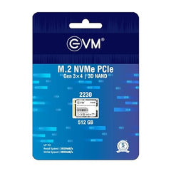 EVM 1TB M.2 NVMe SSD 2230 | PCIe Gen3x4 Internal SSD | 3000MB/s Read | 1900MB/s Write | 3D NAND Flash | Ultra Fast Storage | Compact Size | Laptop & Mini PC Compatible | 5 Year Warranty (EVMNV30/1TB)