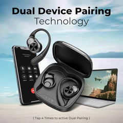 truke Newly Launched Buds Infinity Open Ear Wireless Earbuds with 70Hours of Playtime, 16mm Titanium Speaker, Quad Mic PureVoice™ ENC for Clear Calls, Dual Pairing, Fast Charging OWS - Royal Blue