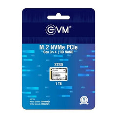EVM 1TB M.2 NVMe SSD 2230 | PCIe Gen3x4 Internal SSD | 3000MB/s Read | 1900MB/s Write | 3D NAND Flash | Ultra Fast Storage | Compact Size | Laptop & Mini PC Compatible | 5 Year Warranty (EVMNV30/1TB)