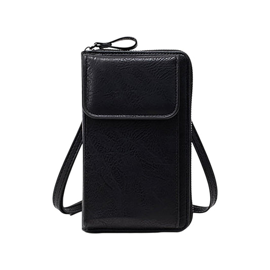 MOMISY Multi-Function Crossbody bags for Women Mobile Cell Phone Holder Card Pocket Bag Stylish PU Leather Sling Bags for Women Girls Purse Wallet Mini Shoulder Bags (Black)