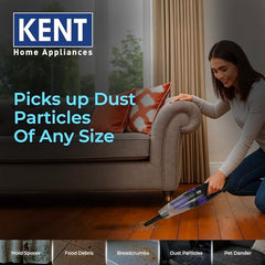 KENT Dash Vacuum Cleaner | 600W | High Suction Power >16 kPa | Cyclone5 Technology and HEPA Filter | Bagless Design | Ideal for Floor, Curtain, Carpet, Sofa & Car | Black & Blue