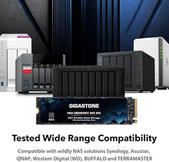 Gigastone 【NAS Certified】 High Endurance M.2 SSD 2TB (2-Pack) for Data Cache and Fast Boot, NVMe PCIe Gen3 Up to 2600MB/s, TLC Flash with SLC Caching, 24/7 Reliable for Gaming/PC/NAS, 5-Year Warranty