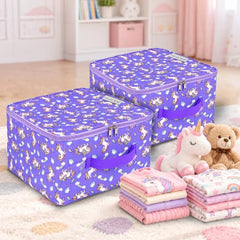 Storite 2 Pack Nylon Wardrobe Bag Underbed Cloth Storage Organizer | Moisture Proof Storage Bag, Storage box for Clothes Saree Bags, Zippered Closure & Handle - Magenta,37x34x23 cm
