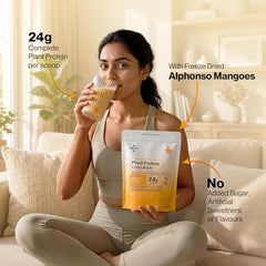Setu Plant Protein + Veg Collagen | 24g Protein with Glutathione & Biotin | Pea & Rice Isolate | For Muscle, Skin & Hair | Protein Powder for Men & Women | Alphonso Mango Flavour | (1 Sachet Single Serve)