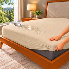 GADDA CO 100% Waterproof Premium Cotton Feel Mattress Protector King Size 78x72 Inch|Ultra Soft Breathable & Fitted Bed Protector Terry Cover Double Bed (6.5x6 feet, Fits 10 Inches, Grey)