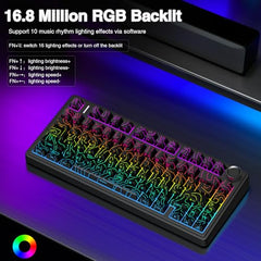 AULA F75 Pro Wireless Mechanical Keyboard,75% Hot Swappable Custom Keyboard,RGB Backlit,Pre-lubed Linear Switches,Side Printed PBT Keycaps Mechanical Gaming Keyboards,Gradient Purple