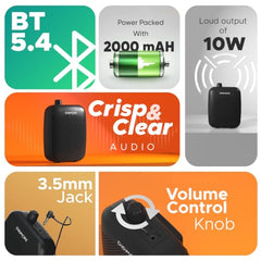 DIGIMORE 10W Voice Amplifier for Teachers w/Wired Headset Mic | 12Hrs Battery | BT 5.4 | in-Built Noise Reduction | Speaker for Tour Guides, Yoga, Announcements, Schools & Colleges (D-1200)