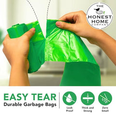 Honest Home Garbage Bags Small - Green | 120 Bags | 30 Bags x 4 boxes | Leak-Proof & Tear-Resistant | 17 x 19 Inches Drawstring Dustbin Bags