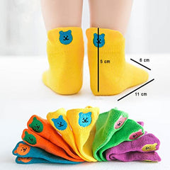 MOMISY 5 Pairs Baby Girl Boys Cute Teddy Bear Embroidery Toddlers Infant Solid Color Baby Socks - Teddy, 1-3 Years