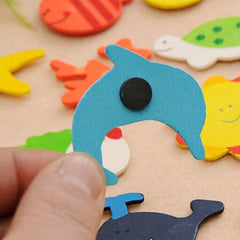 SYGA 48PCS Animal Cartoon Wooden Refrigerator Fridge Magnet Sticker Kid Children Educational Development Toys
