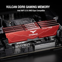 TeamGroup T-Force Vulcan 16GB 6000MHz (6000MT/s) CL38 Black DDR5 UDIMM Desktop Gaming Memory, Metal Heatsink, ECC, XMP 3.0/AMD Expo, Compatible with Intel/AMD CPU, High Performance, Low Latency RAM