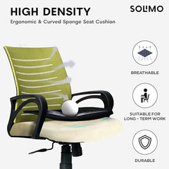 Amazon Brand - Solimo Worklo Mid Back Office Chair for Work from Home | Study | Revolving | Computer (Heavy Duty Powder Coated Metal Base, Stylish Black Mesh)